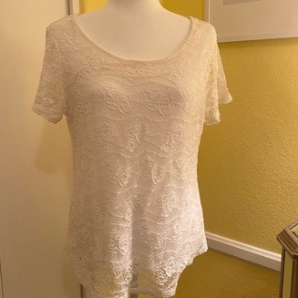 White Lace Top by Lea & Nicole in Size Large